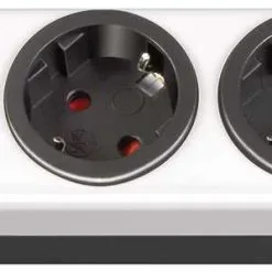 Brennenstuhl 1150610304 Hugo ! Prise Multiple 19.500A Avec Protection Contre Les Surtensions 4 Gang Blanc/noir 2m H05VV-F 3G1,5