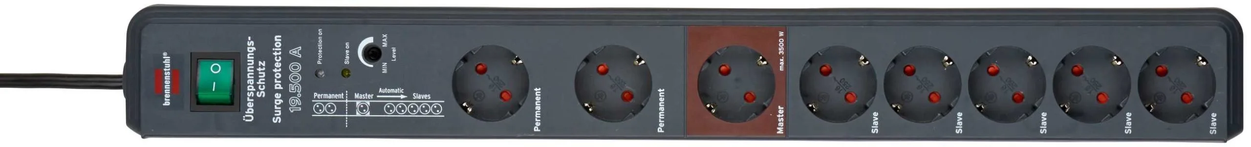 Brennenstuhl 1159490936 Parafoudre Secure-Tec 19,500 A 8-gang Anthracite 3m H05VV-F 3G1.5 Maître-Esclave 6 Brennenstuhl 1159490936 Parafoudre Secure-Tec 19,500 A 8-gang Anthracite 3m H05VV-F 3G1.5 Maître-Esclave – Image 4