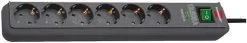 Brennenstuhl 1159710 Eco-Line Prise Multiple 13,500A Avec Protection Contre Les Surtensions 6 Voies Anthracite 1.5m H05VV-F 3G1.5 Blister