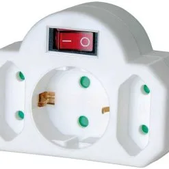 Brennenstuhl 1508100 Fiche D'adaptation 2 Euro + 1 Prise De Sécurité, Avec Interrupteur