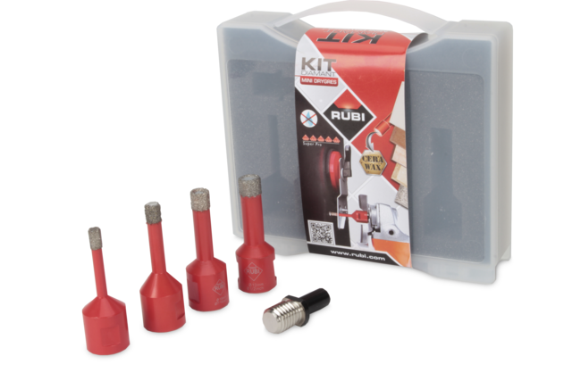 Rubi 50938 Kit Mini Dry Gres - SET WAX DRYBORES 6,8,10,12 + ADAPTATEUR 3 Rubi 50938 Kit Mini Dry Gres - SET WAX DRYBORES 6,8,10,12 + ADAPTATEUR