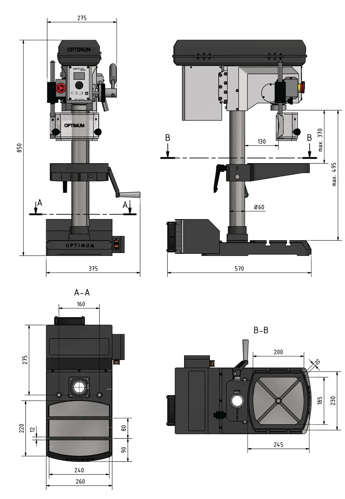 Optimum 713020170 Optidrill DX17V Perceuse De Table De Précision Vario 16mm 1000 Watt 4 Optimum 713020170 Optidrill DX17V Perceuse De Table De Précision Vario 16mm 1000 Watt – Image 2