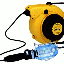 Zeca 800066 5908/T306 Enrouleur De Câble à Ressort Avec Torche Et Transformateur. 15 Mtr. 230 Volt